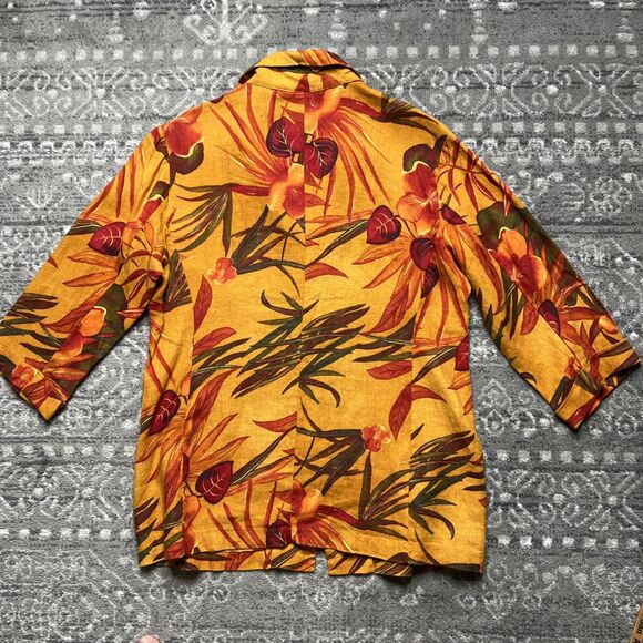 Chico's Design Linen Matching Set Size L/XL Tropical Print Jacket Wrap Skirt NWT - Picture 13 of 16